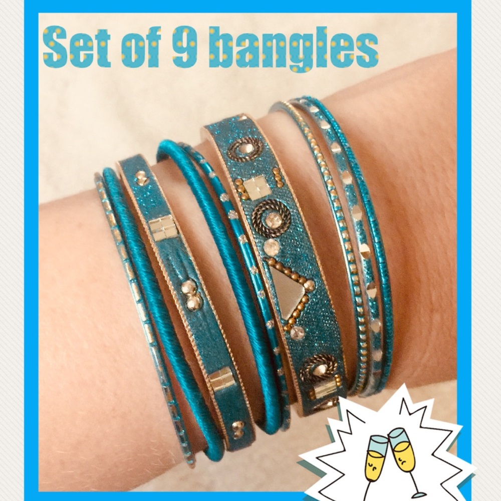Set of 9 bangle bracelets